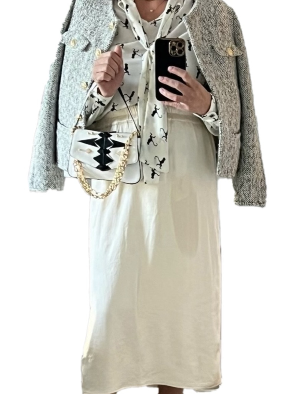 Gap Cream Satin Midi Skirt